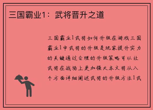 三国霸业1：武将晋升之道